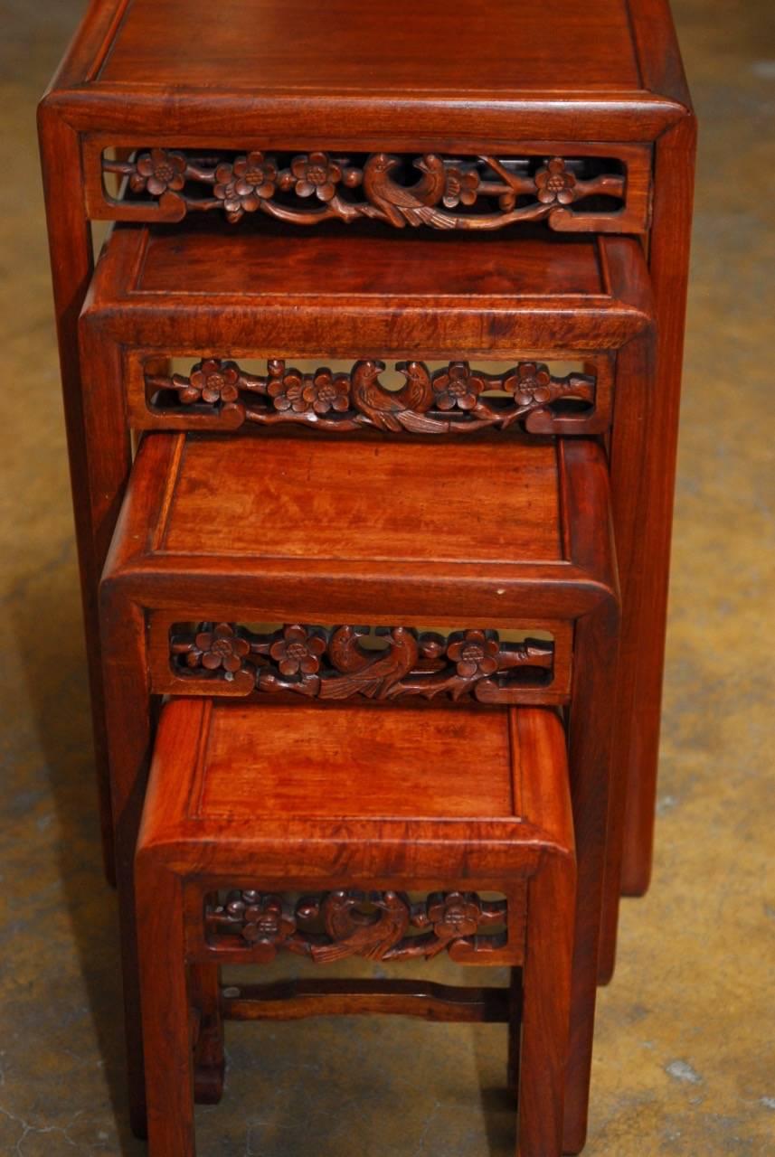 Qing Nest of Four Chinese Rosewood Stacking Tables