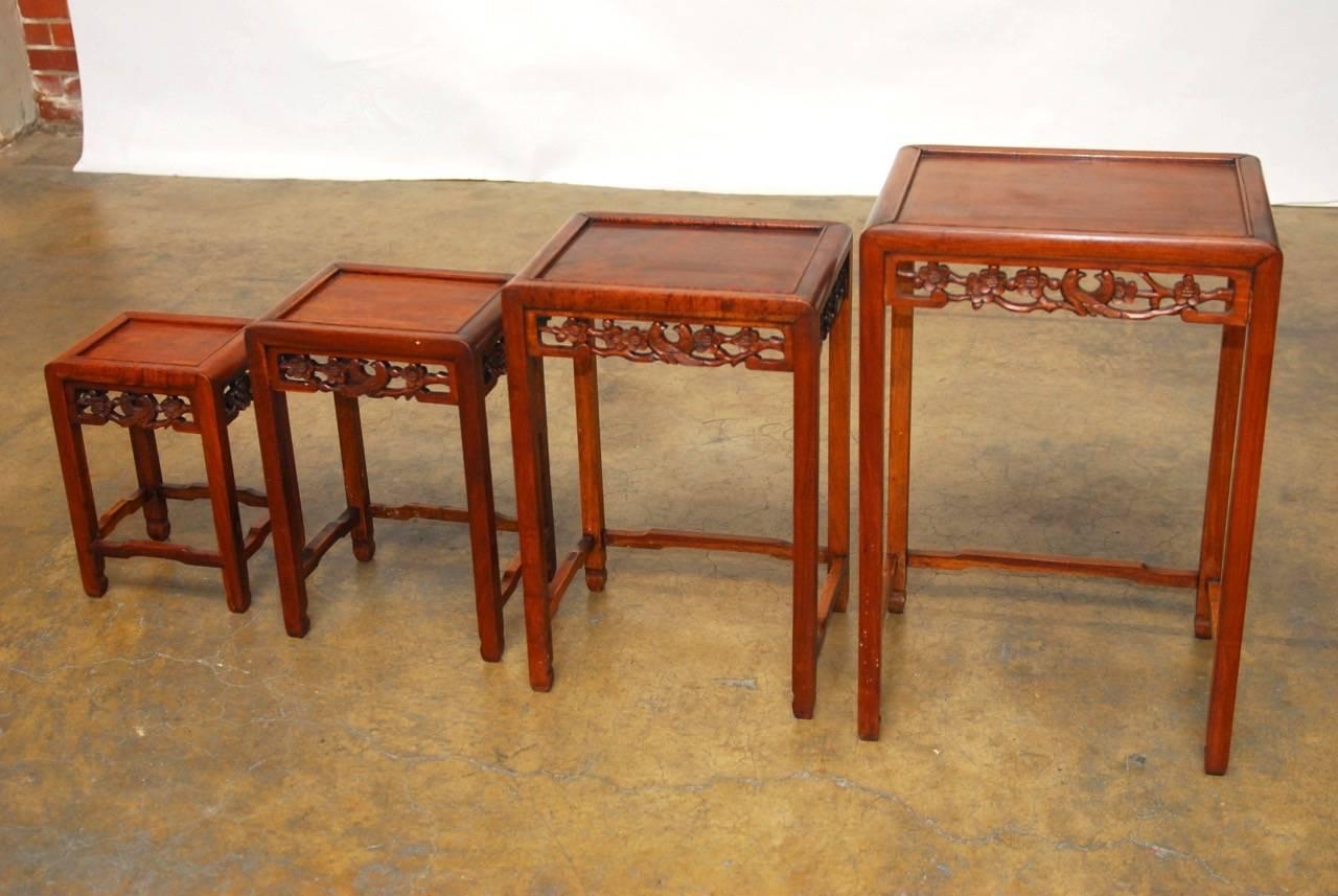 Nest of Four Chinese Rosewood Stacking Tables 3