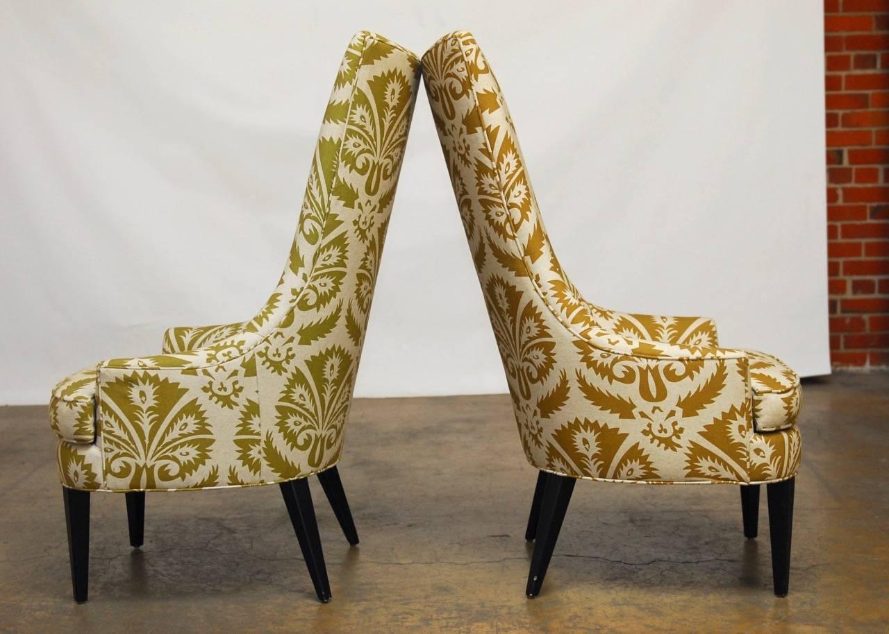American Pair of High Back Prescott Chairs by Jonathan Adler