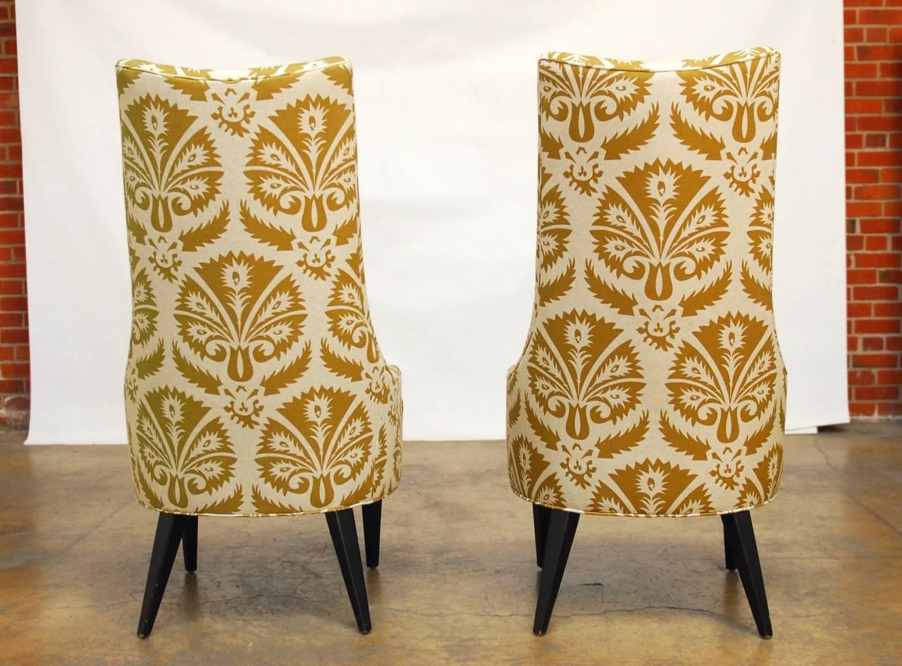 Fabric Pair of High Back Prescott Chairs by Jonathan Adler