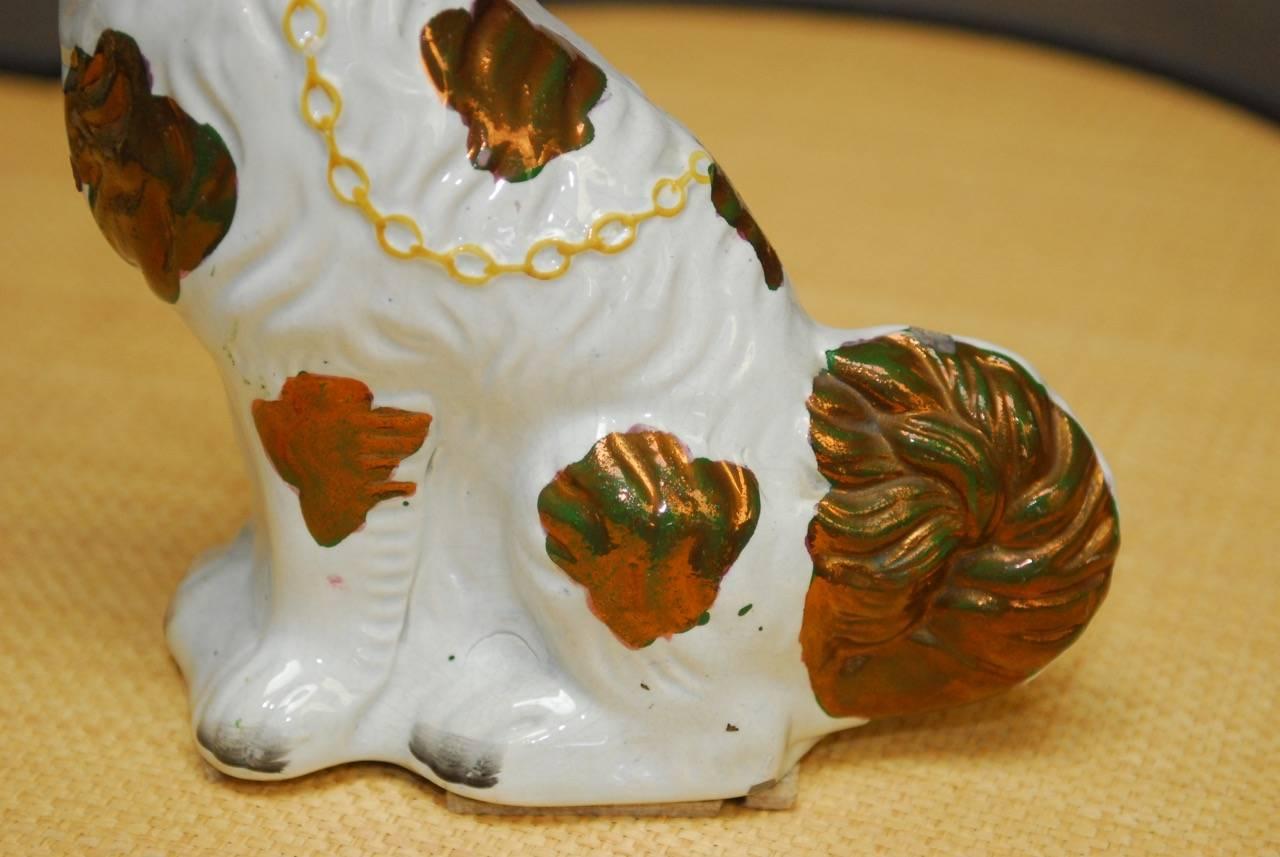 Pair of English Staffordshire Porcelain Dogs In Good Condition In Rio Vista, CA
