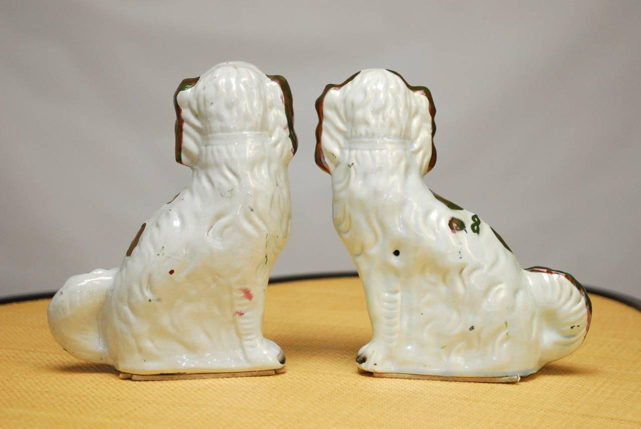 Pair of English Staffordshire Porcelain Dogs 2