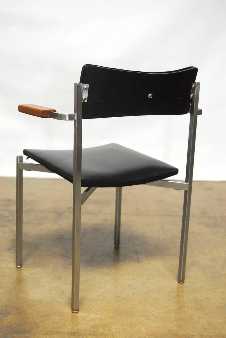 Pair of Mid-Century Steel Armchairs by Frederic Weinberg 2