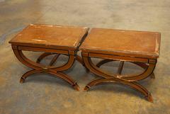 Pair of Curule X-Form Gilt Benches or Drink Tables