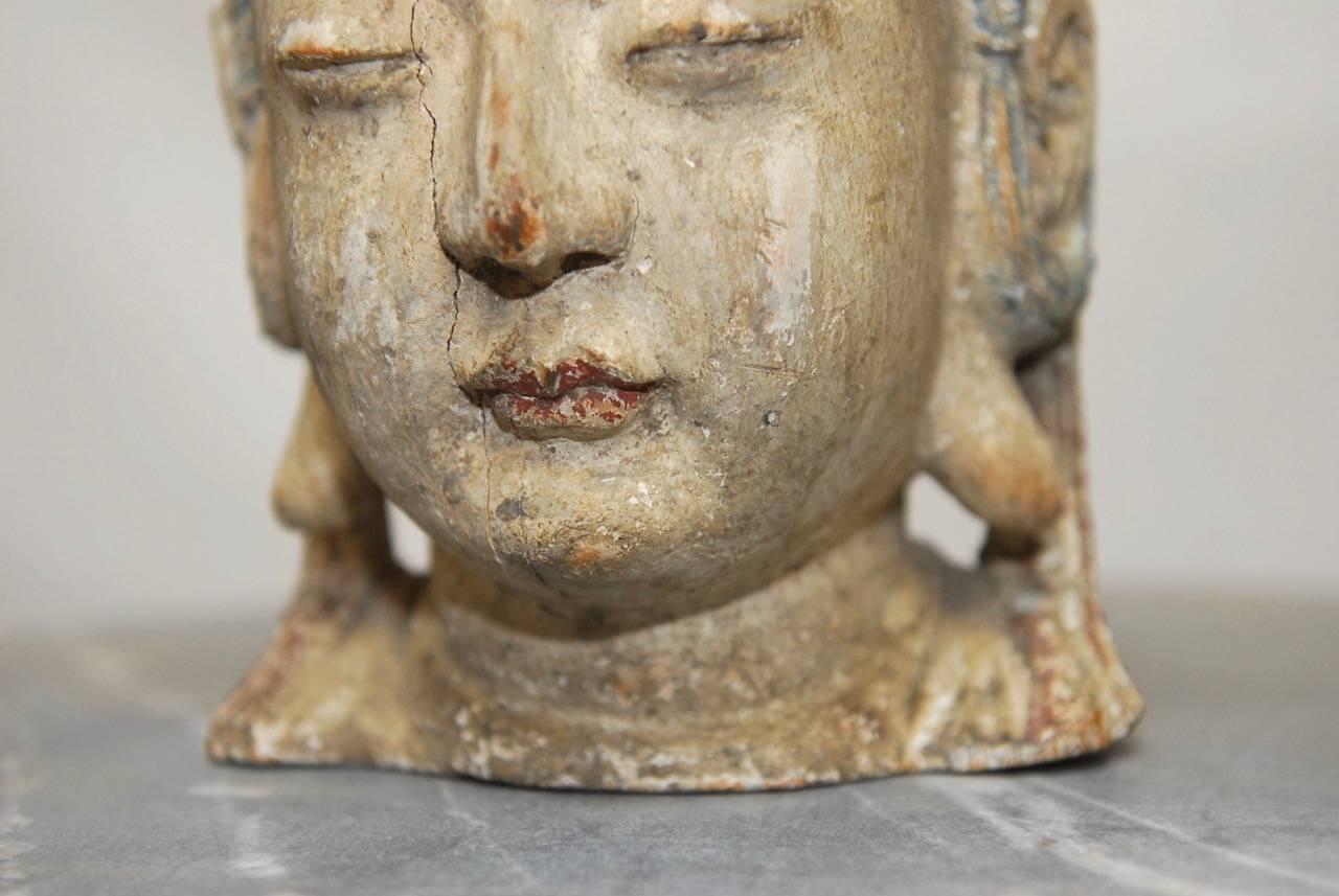 Qing Buddhist Carved Guan Yin Bodhisattva Head