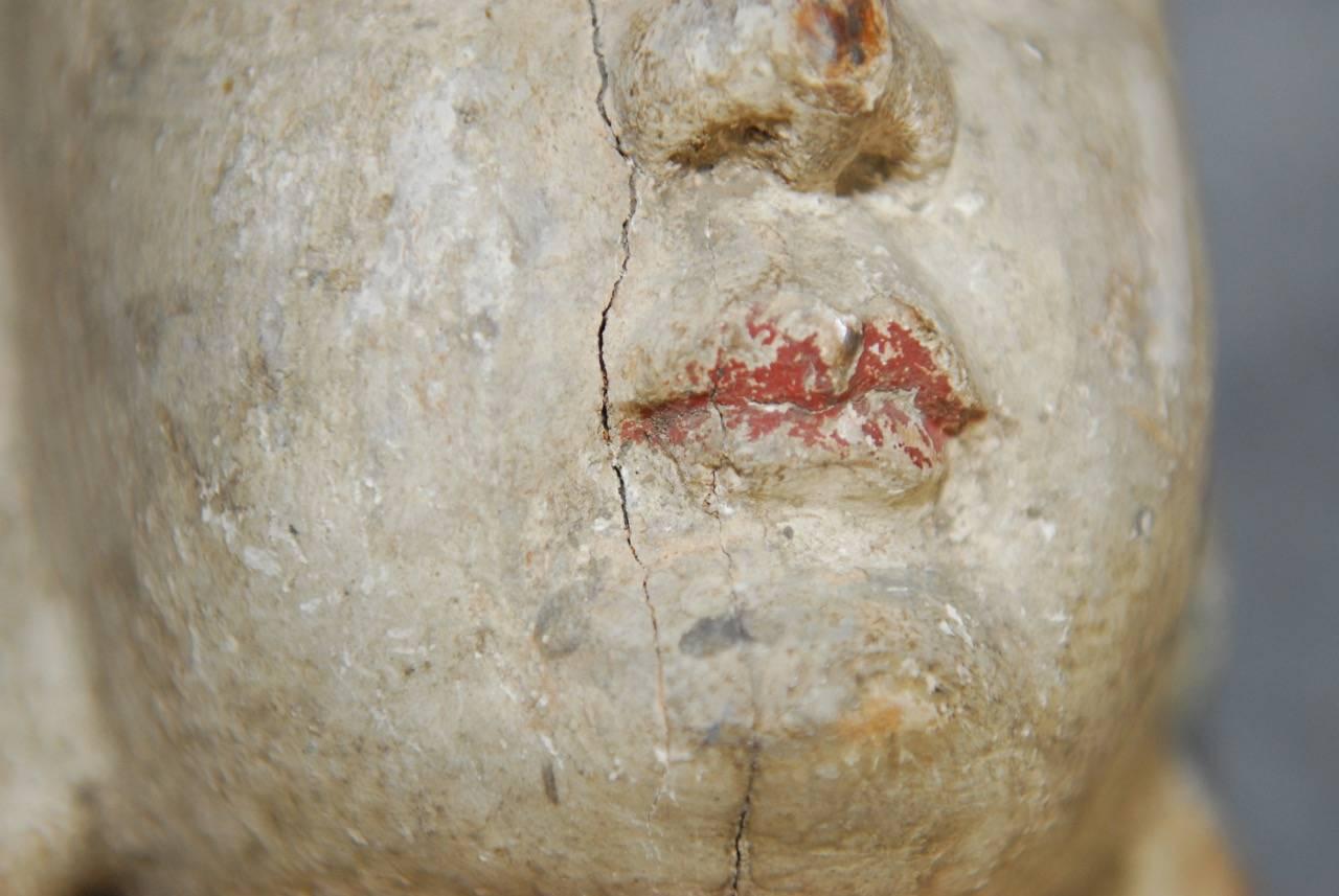 Buddhist Carved Guan Yin Bodhisattva Head In Distressed Condition In Rio Vista, CA