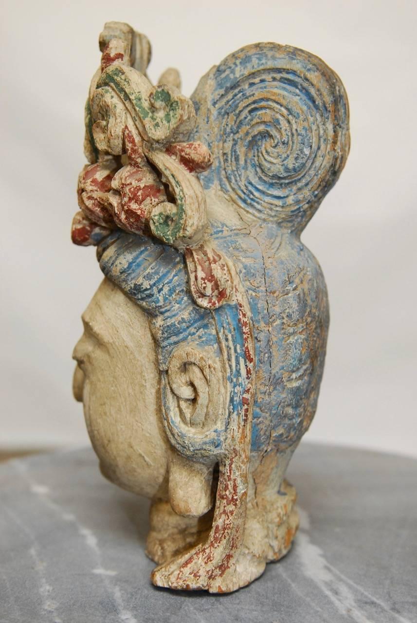 Hand-Carved Buddhist Carved Guan Yin Bodhisattva Head