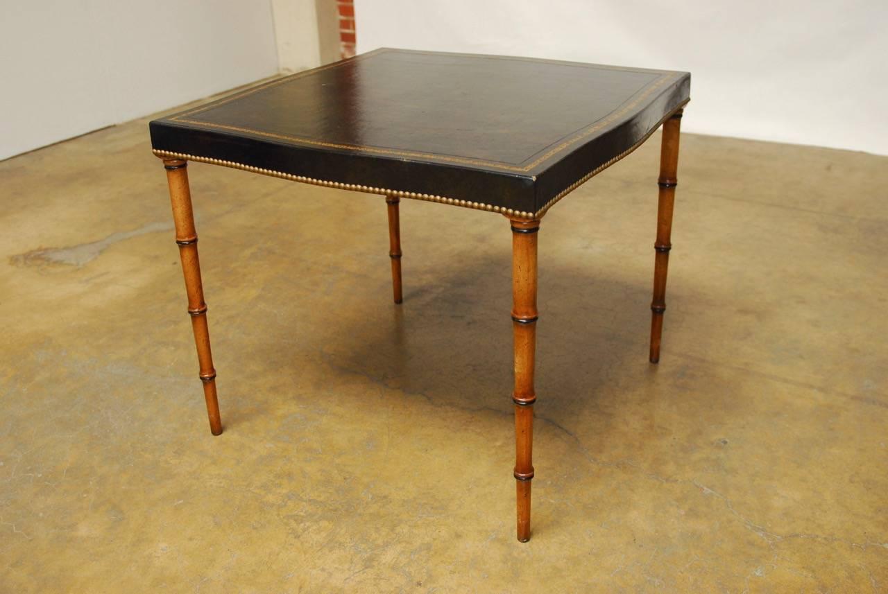 American Black Leather and Mahogany Regency Style Games Table