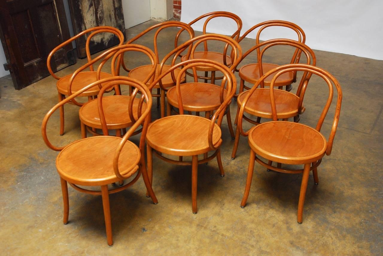 Jugendstil Set of Ten Thonet Bentwood 209 Chairs