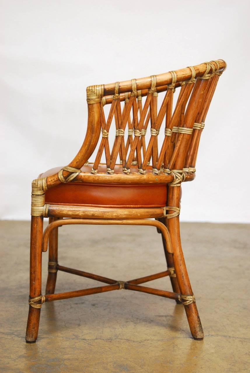 Set of 50 McGuire Bamboo Fretwork Barrel Chairs In Good Condition In Rio Vista, CA