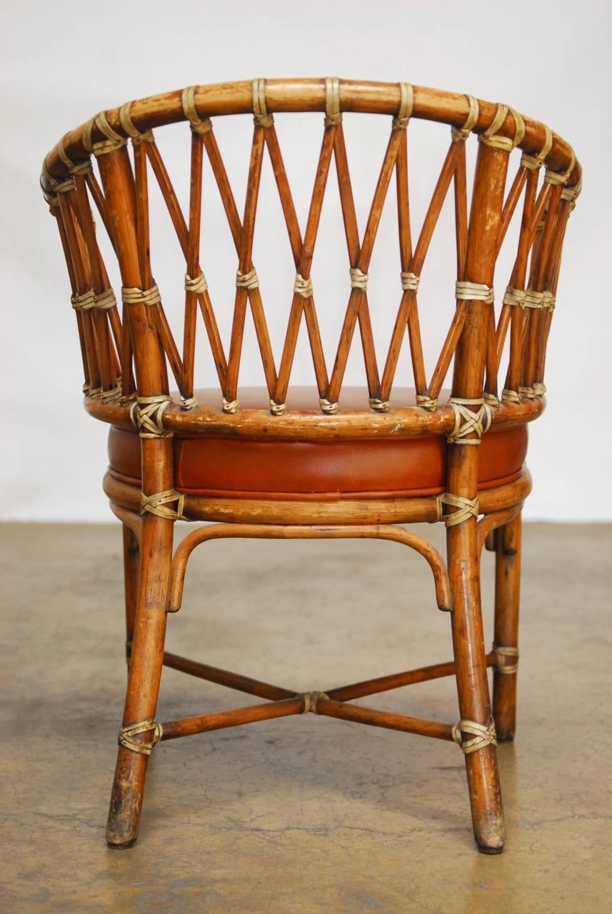 Set of 50 McGuire Bamboo Fretwork Barrel Chairs 2