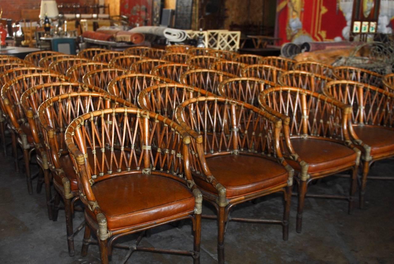 Set of 50 McGuire Bamboo Fretwork Barrel Chairs 1