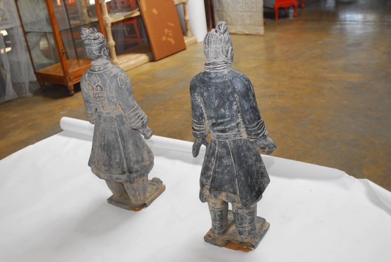 Pair of Chinese Terra Cotta Warriors or Soldiers 3