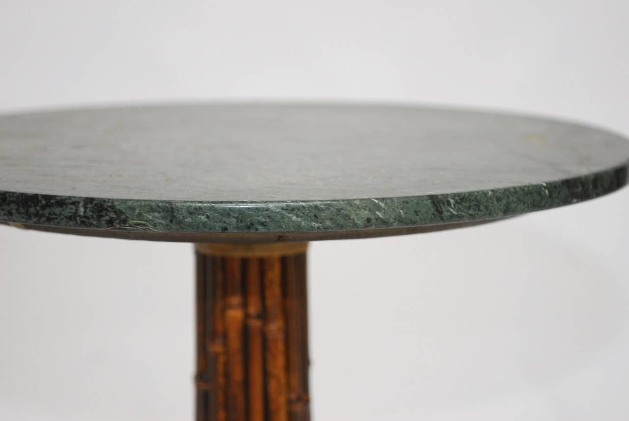 Set of Four McGuire Bamboo and Marble Bistro Tables In Distressed Condition In Rio Vista, CA