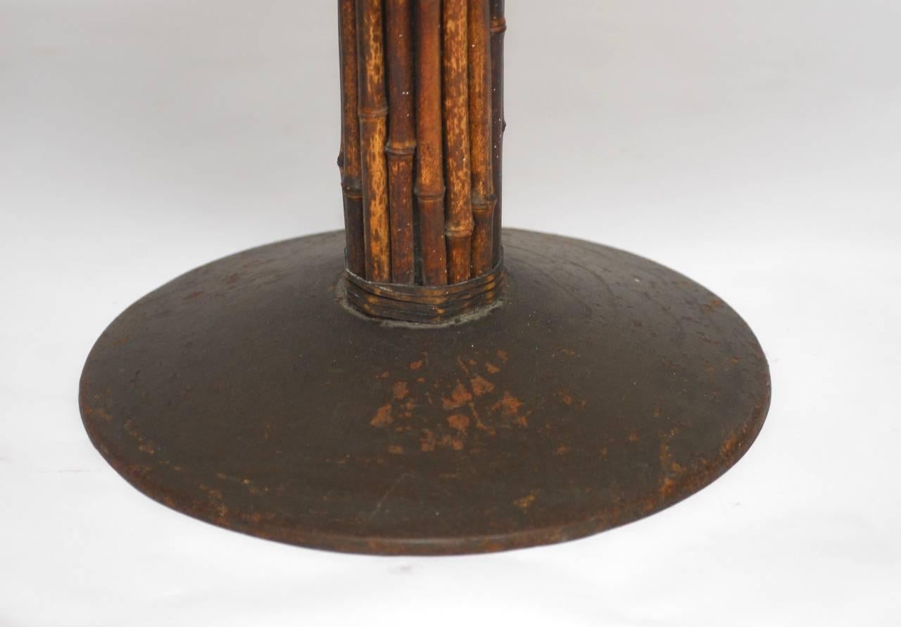 Set of Four McGuire Bamboo and Marble Bistro Tables 1