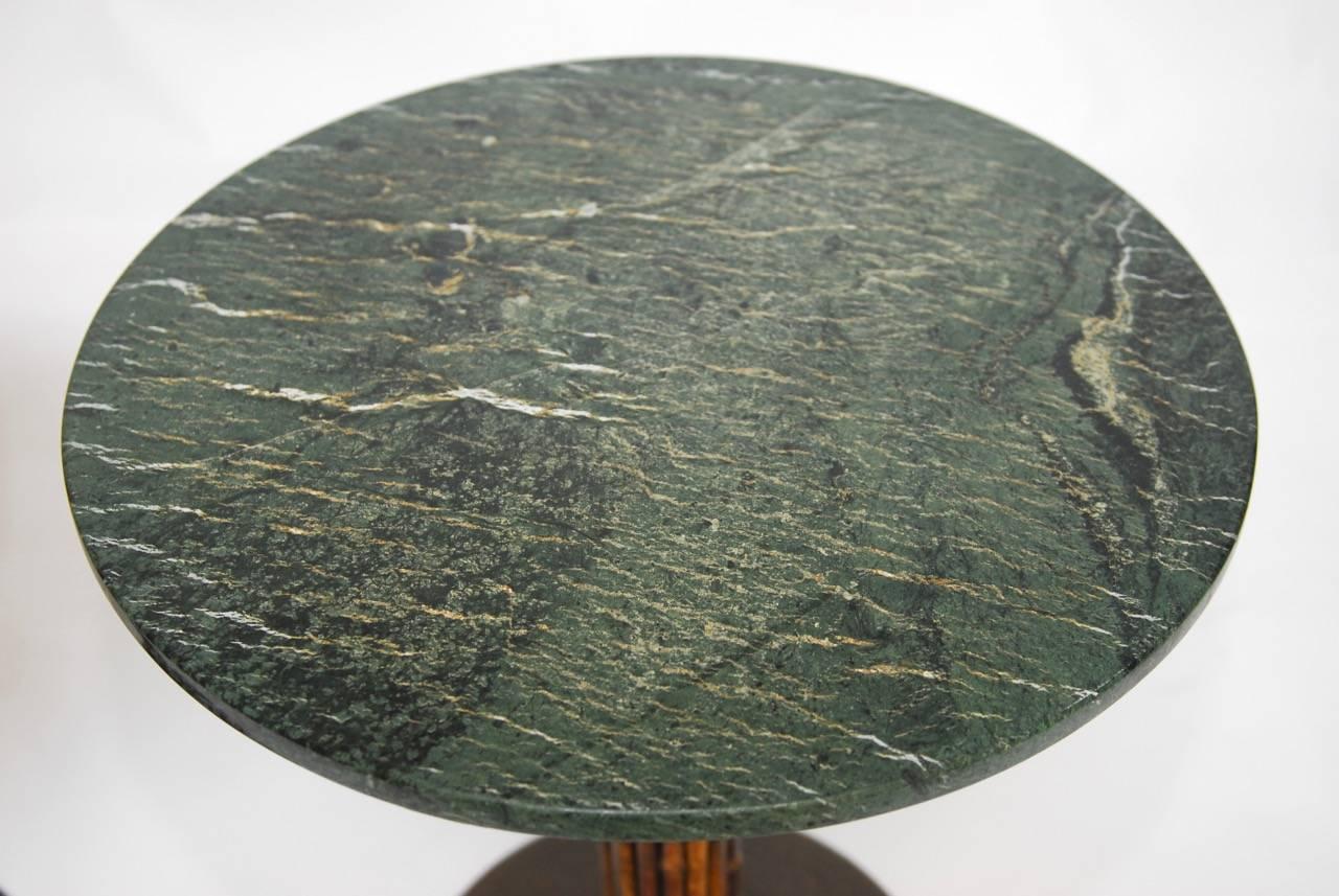 Set of Four McGuire Bamboo and Marble Bistro Tables 2