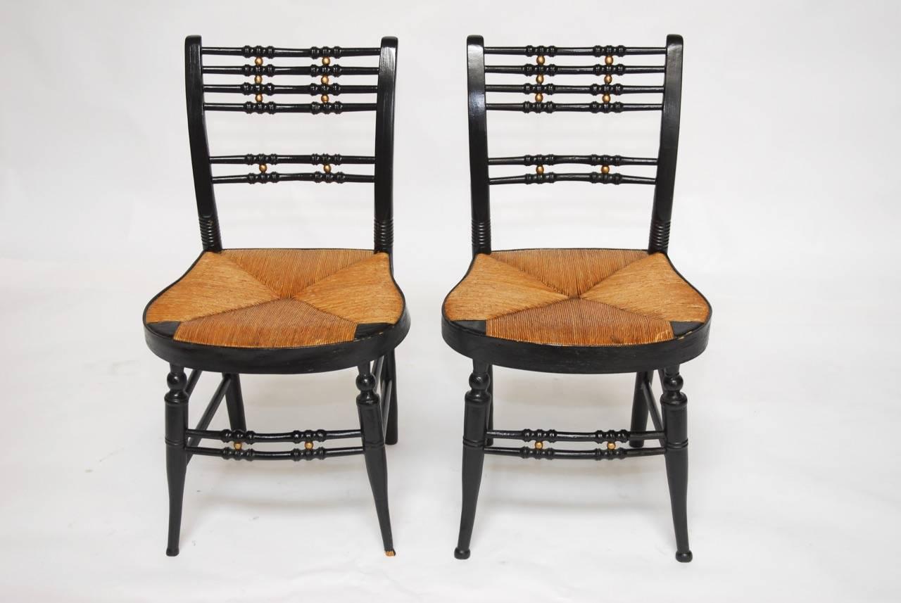 Pair of 19th Century Ball-Back Hitchcock Chairs 2
