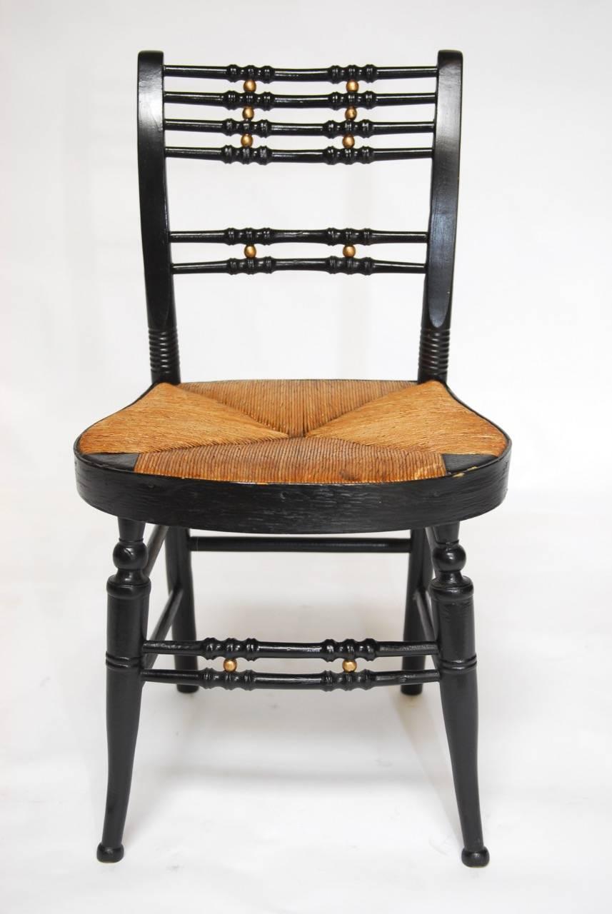 Charming pair of Hitchcock style Windsor chairs from New England known as 