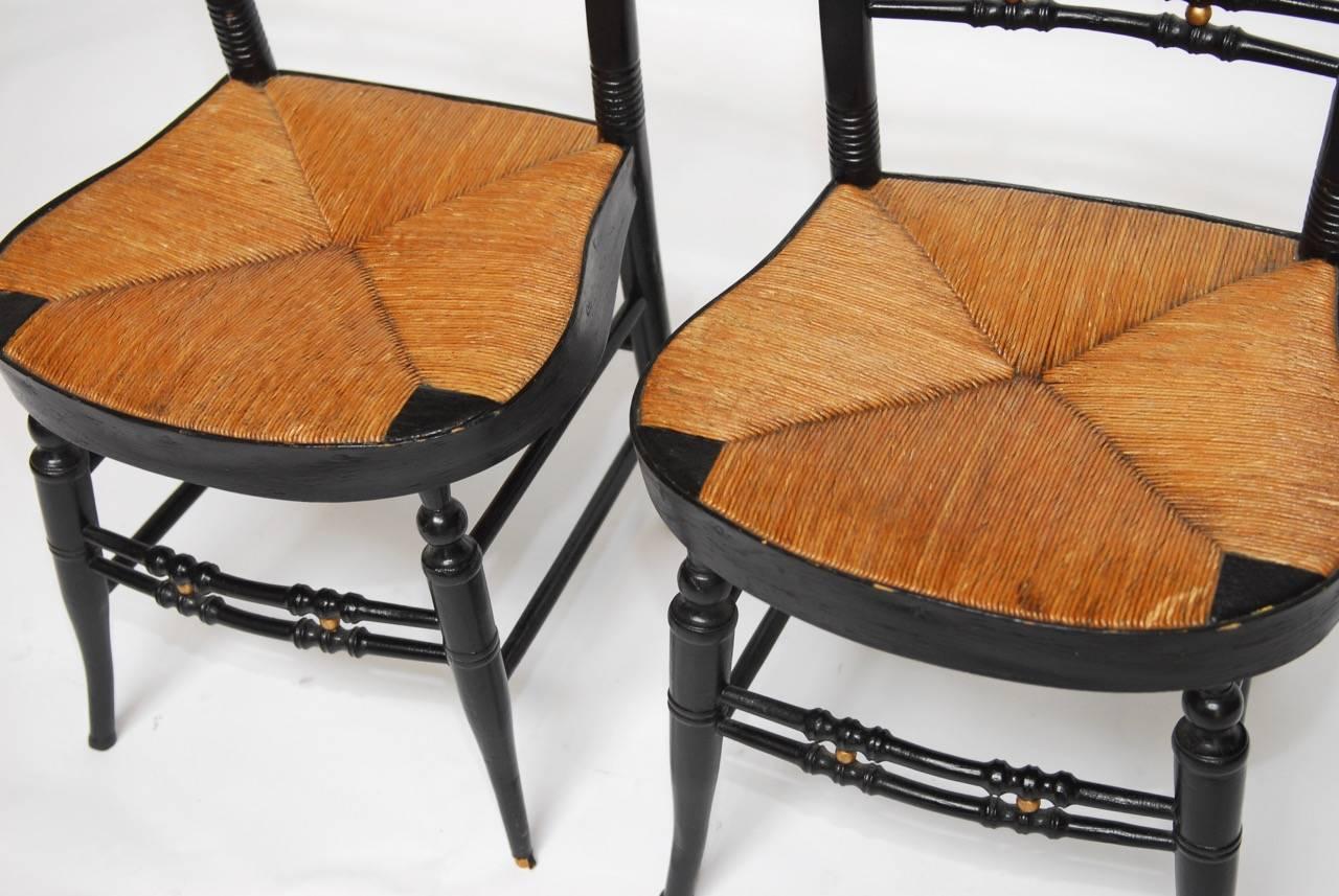 Country Pair of 19th Century Ball-Back Hitchcock Chairs