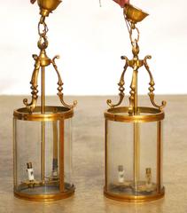 Pair of French Brass Round Lanterns