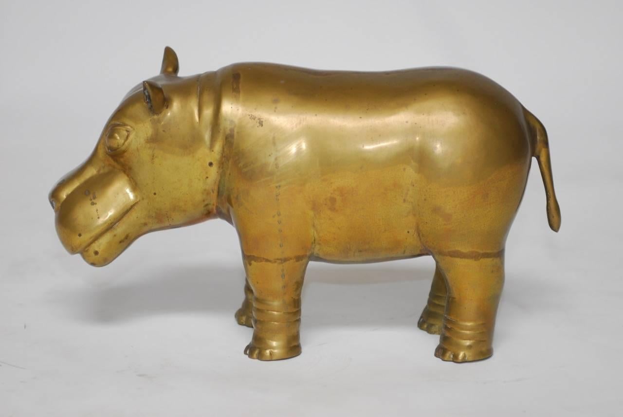 Mid-Century Modern Mid-Century Brass Hippopotamus
