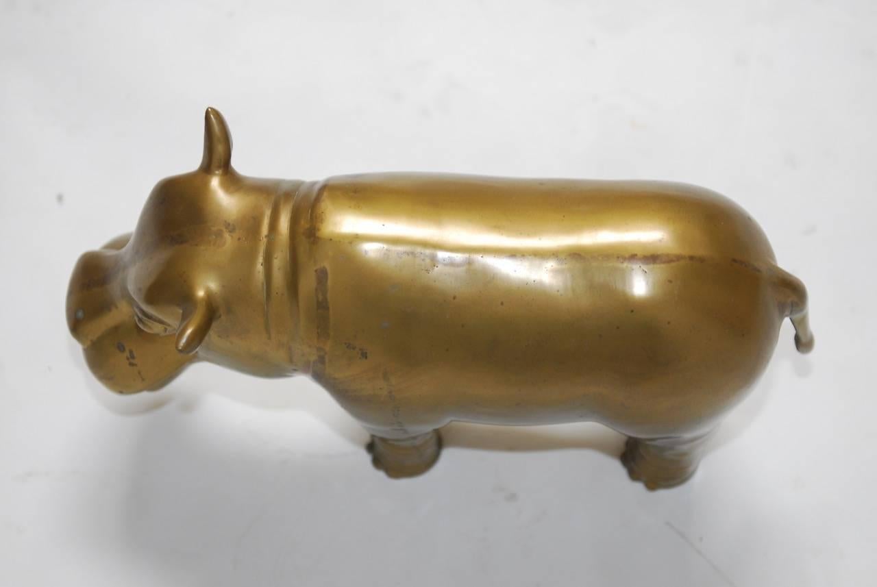 Mid-Century Brass Hippopotamus In Excellent Condition In Rio Vista, CA