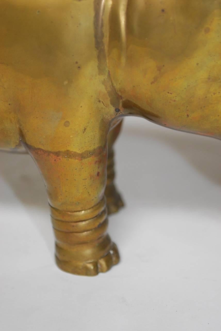 Hand-Crafted Mid-Century Brass Hippopotamus