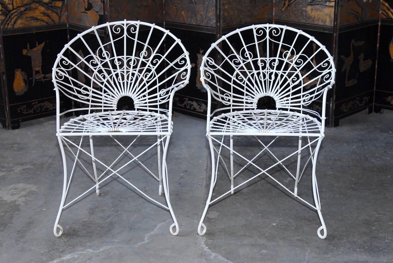 20th Century French Wrought Iron and Wire Garden Patio Set