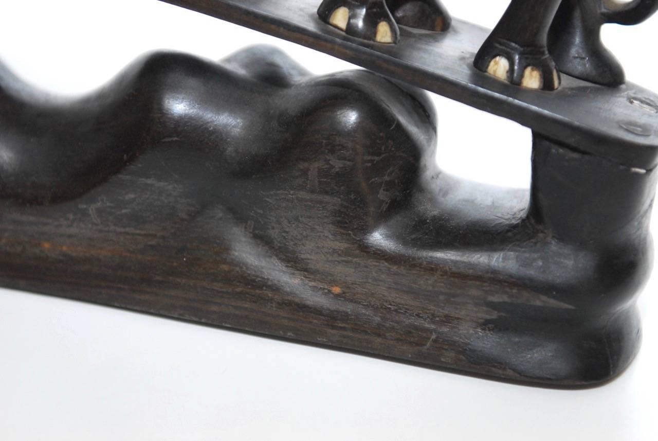 20th Century Anglo-Indian Carved Teak Elephant Bridge