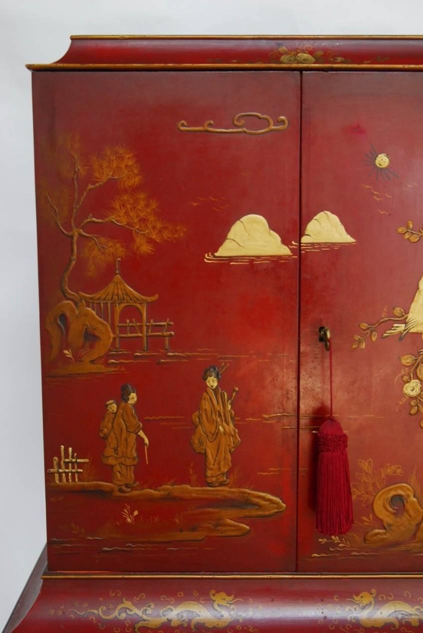 Japanned Chinoiserie Lacquer Cocktail Cabinet on Stand 1