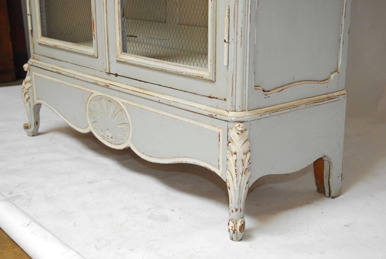 19th Century French Louis XV Painted Bibliotheque Display Armoire 4