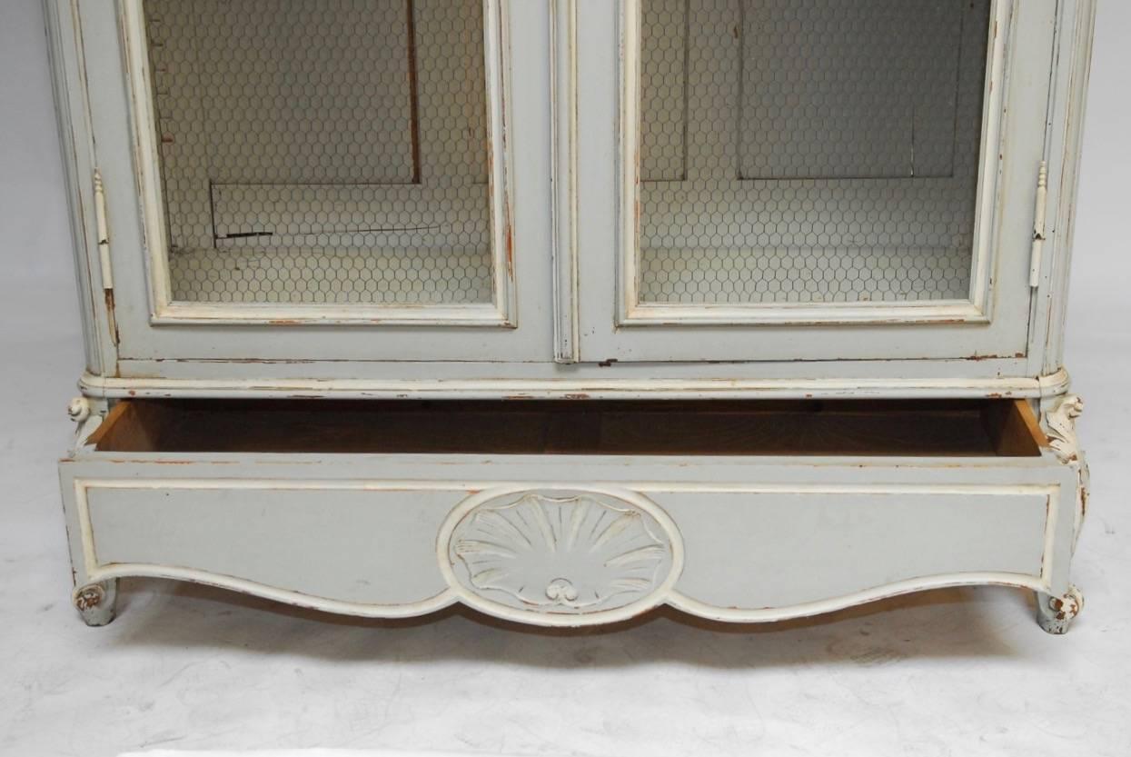 19th Century French Louis XV Painted Bibliotheque Display Armoire 2