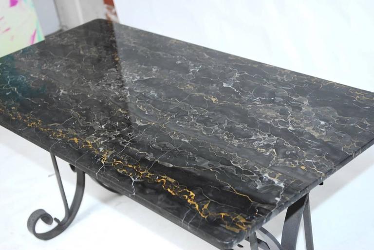 Baroque Italian Wrought Iron and Black Marble Dining Table For Sale