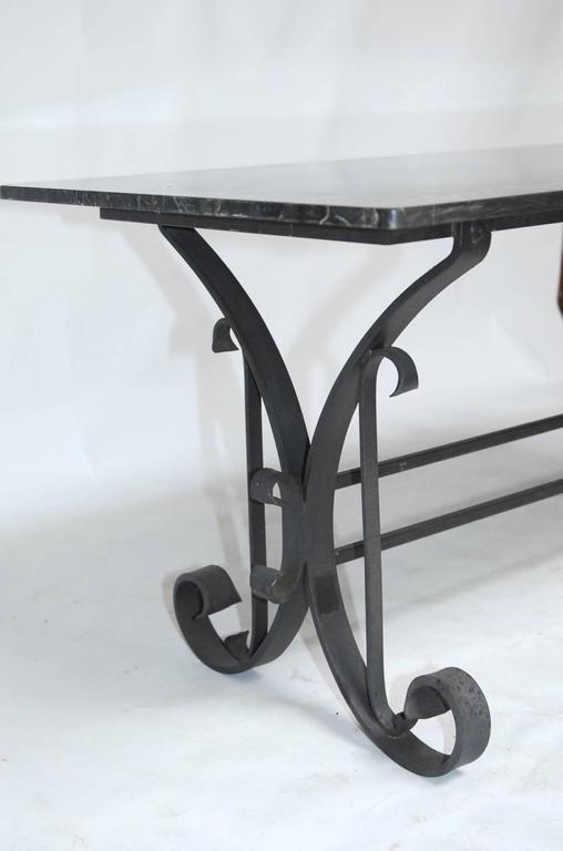 Hand-Crafted Italian Wrought Iron and Black Marble Dining Table For Sale