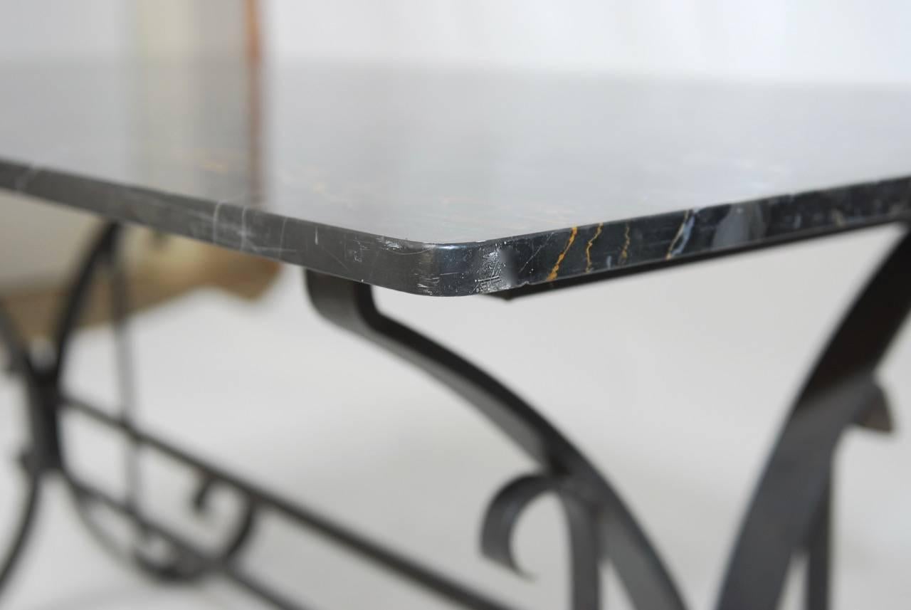 Italian Wrought Iron and Black Marble Dining Table For Sale 1