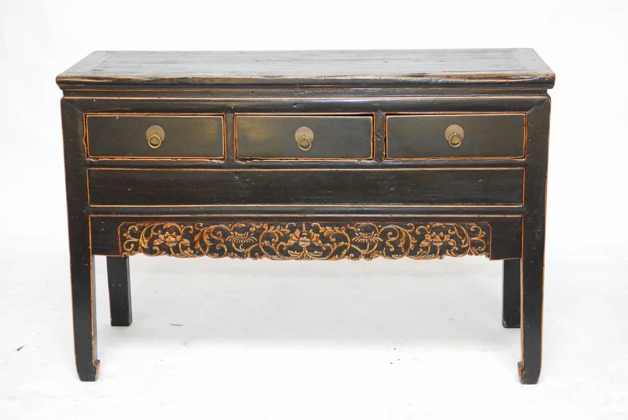 Qing Chinese Black Lacquer Sideboard Console Table