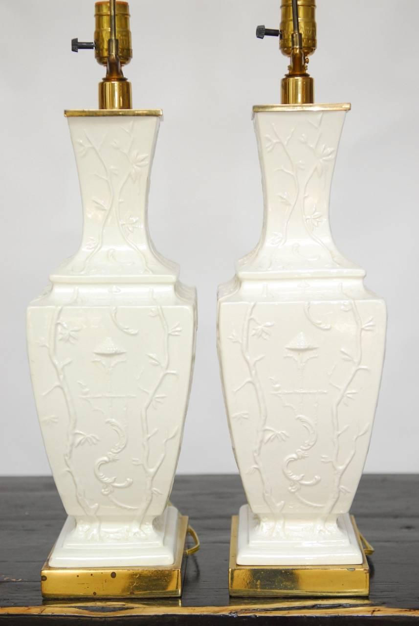 20th Century Pair of Porcelain Blanc De Chine Urn Table Lamps