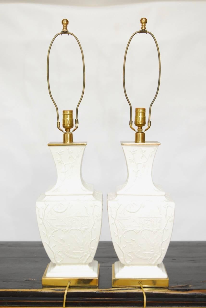 Pair of Porcelain Blanc De Chine Urn Table Lamps 3