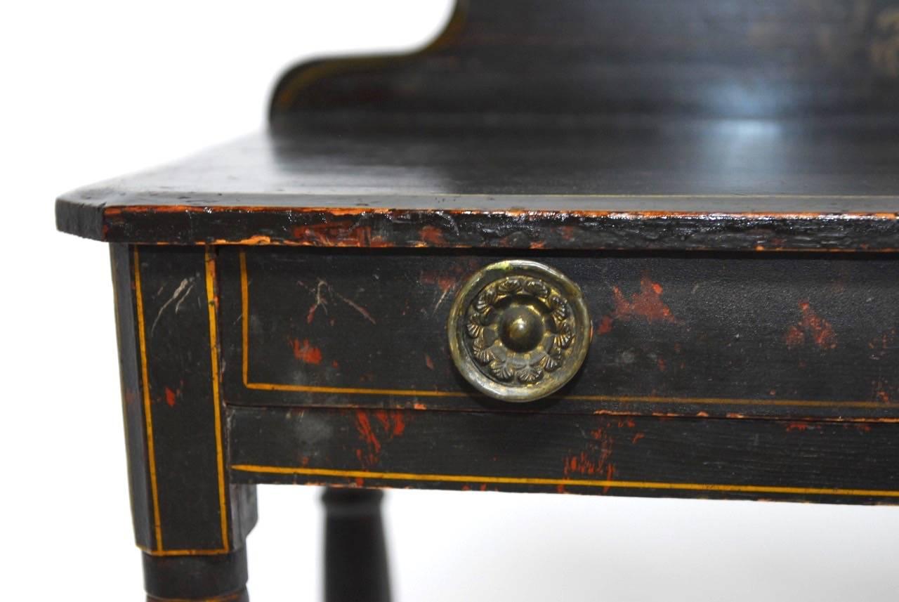 Ebonized Hitchcock Style Painted Work Table or Desk