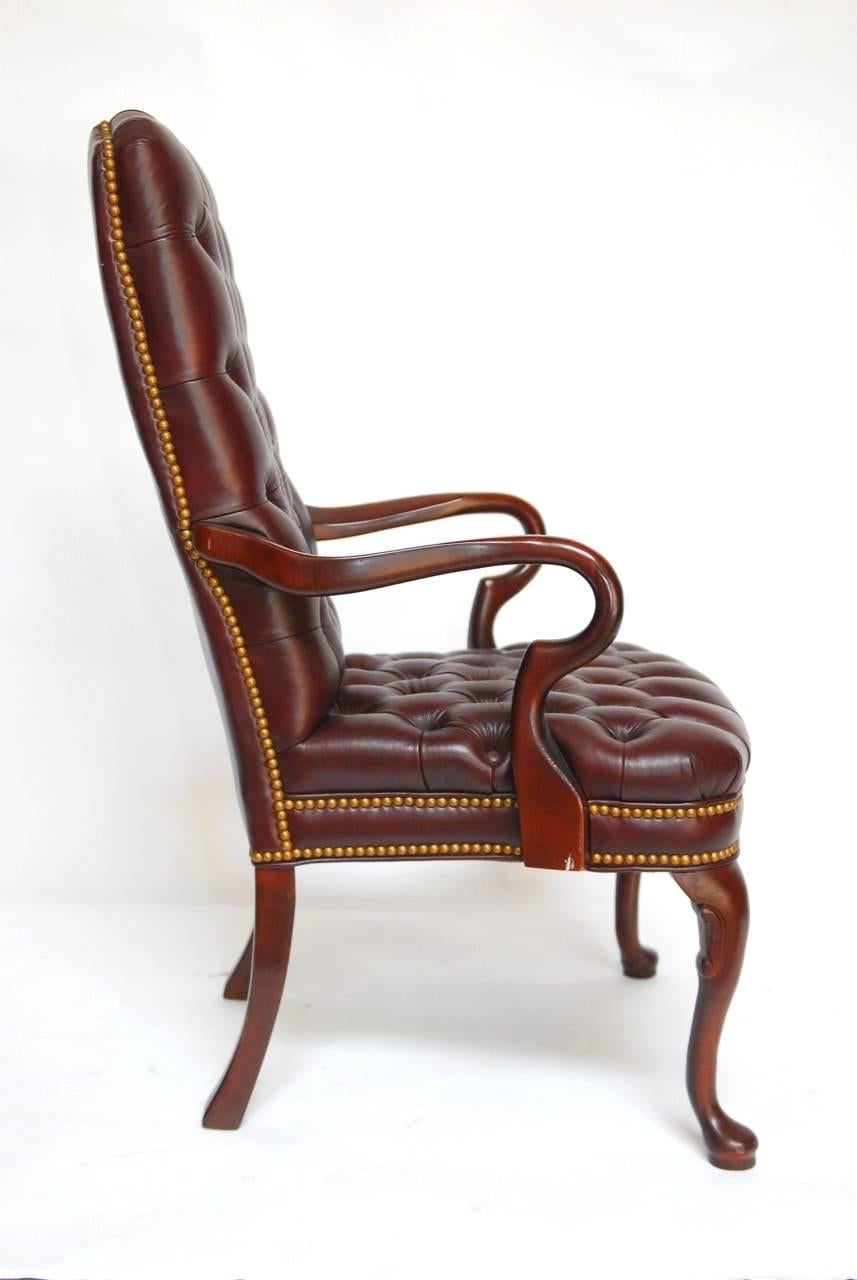 American Schafer Brothers Cordovan Tufted Leather Library Chair