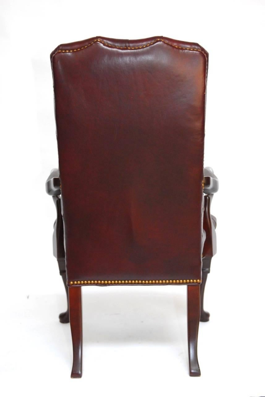 Schafer Brothers Cordovan Tufted Leather Library Chair In Excellent Condition In Rio Vista, CA