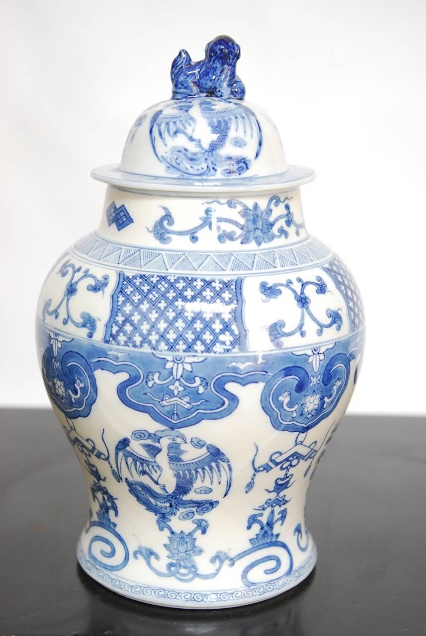 20th Century Chinese Blue and White Porcelain Ginger Jar