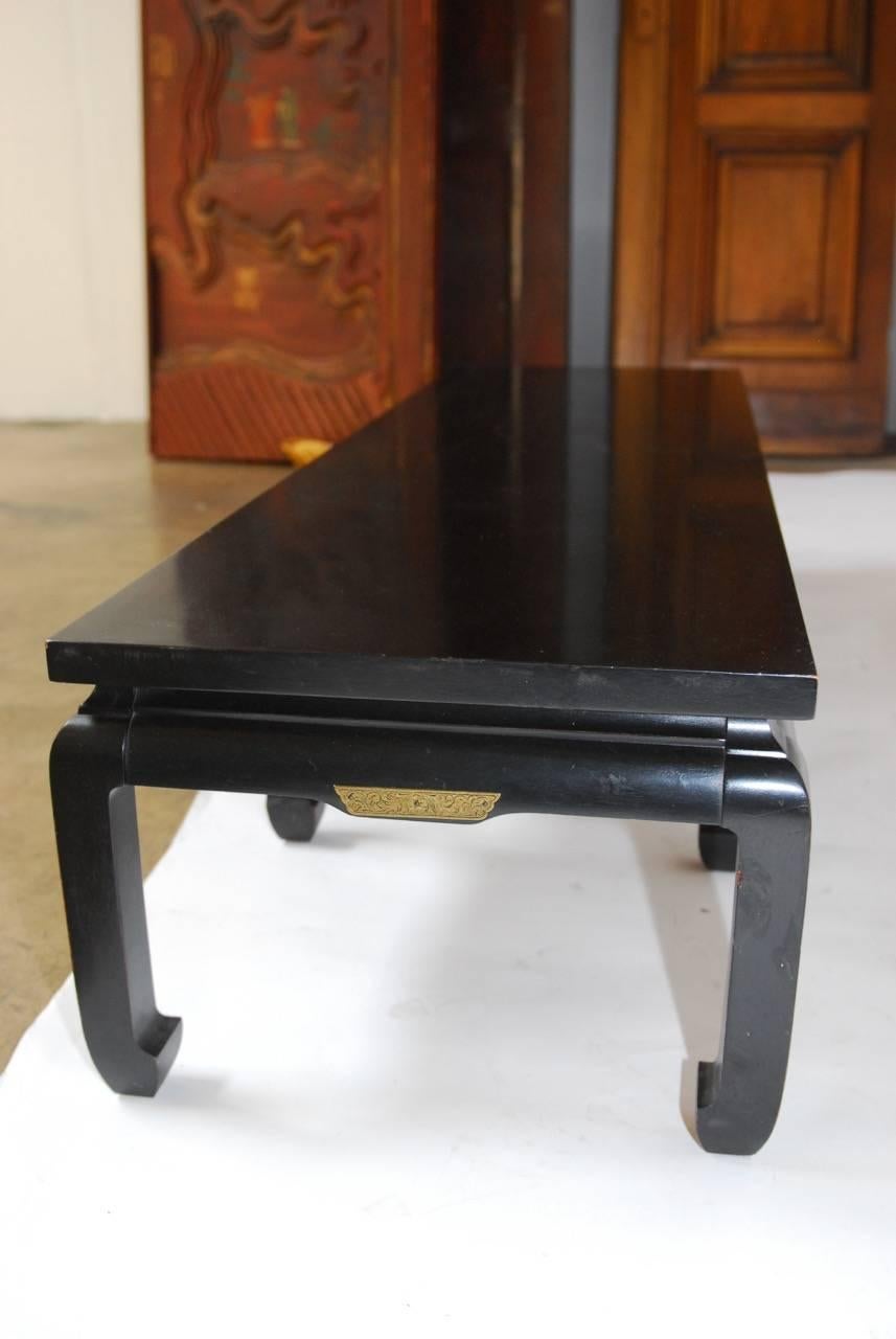 Ebonized James Mont Style Mid-Century Lacquered Coffee Table