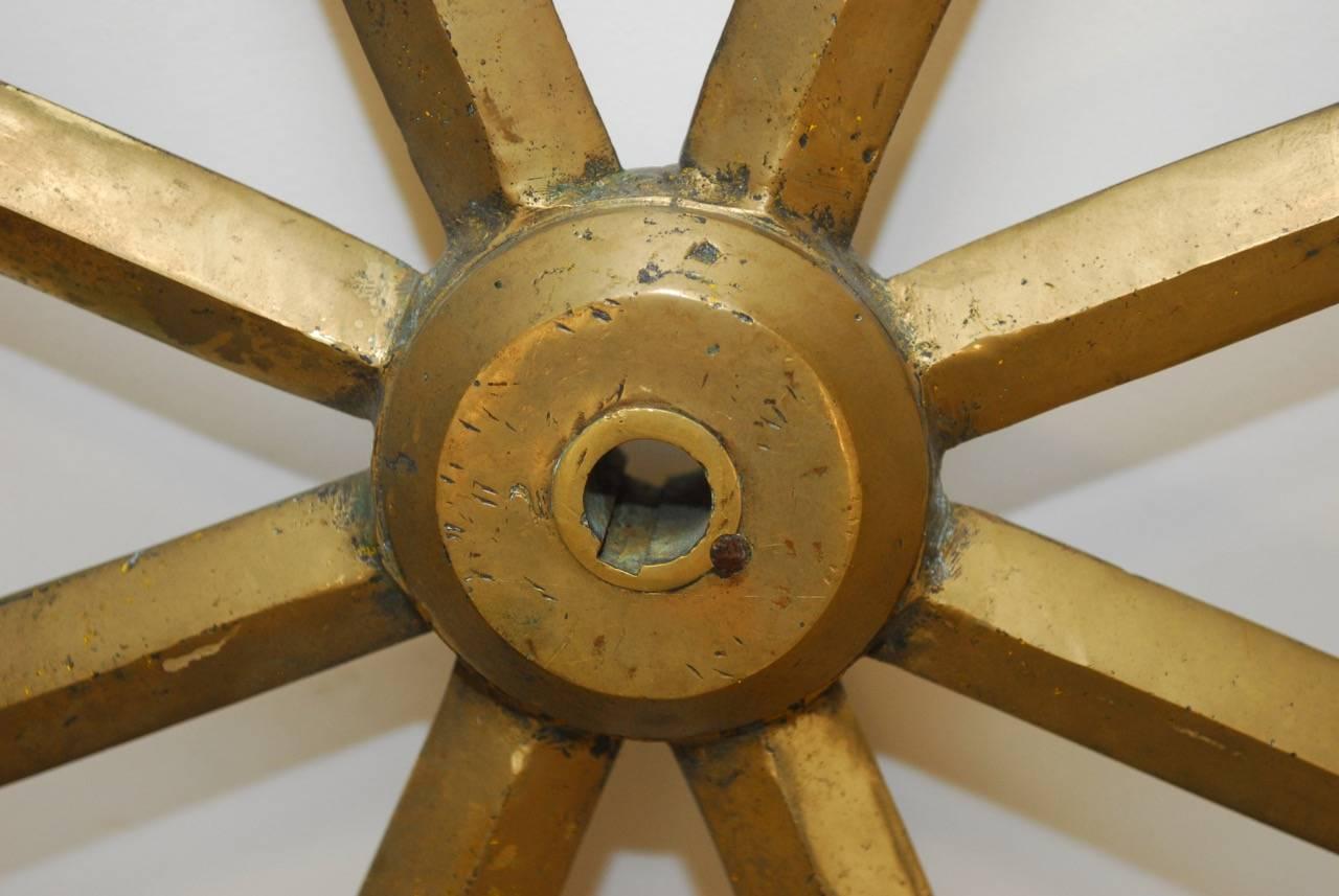 England Victorian Navy HMS Solid Brass Ships Wheel, circa 1910 2