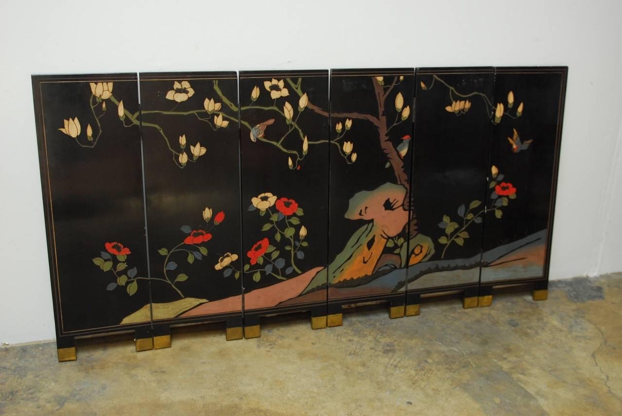 Chinese Lacquered Six-Panel Coromandel Table Screen 3