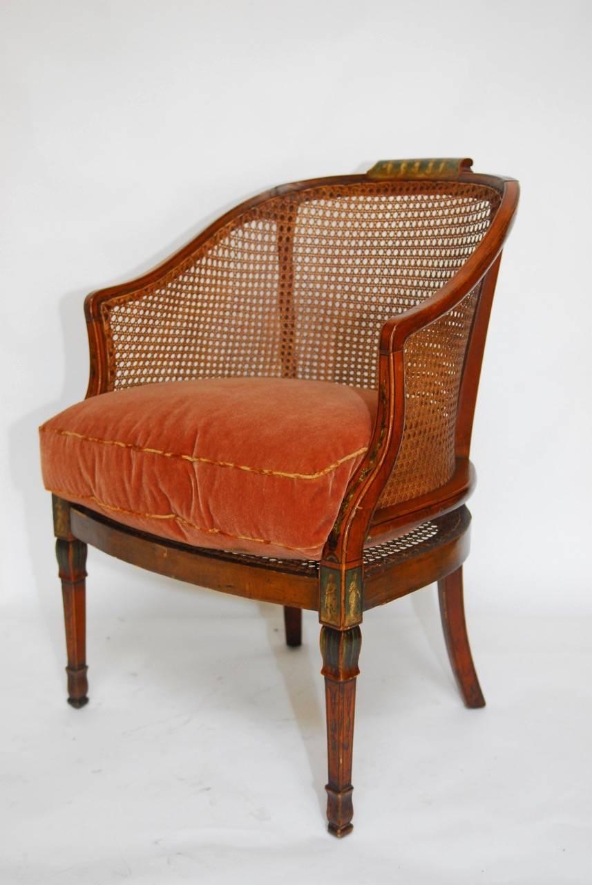 English Painted and Caned Edwardian Armchair 3