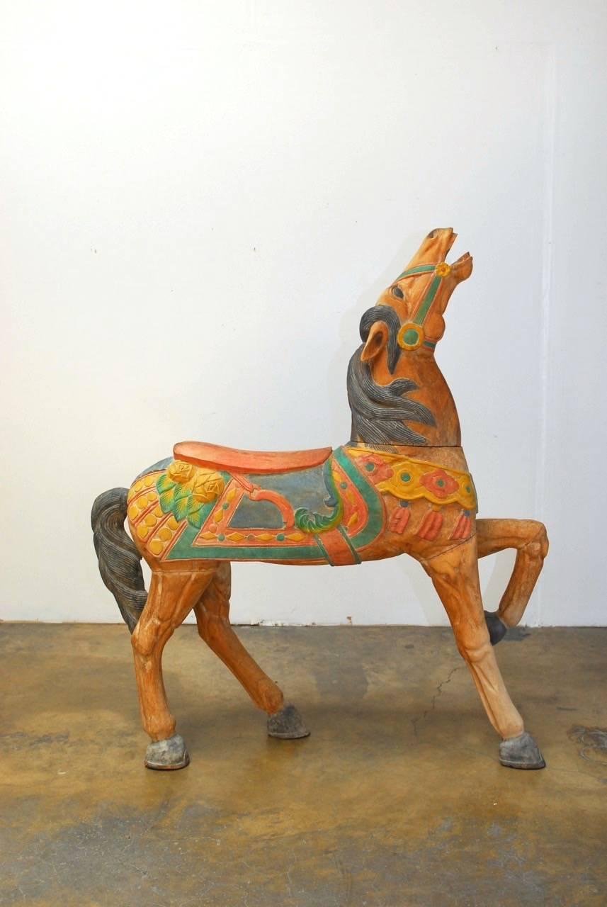 Polychrome Decorated Standing Carousel Horse In Excellent Condition In Rio Vista, CA