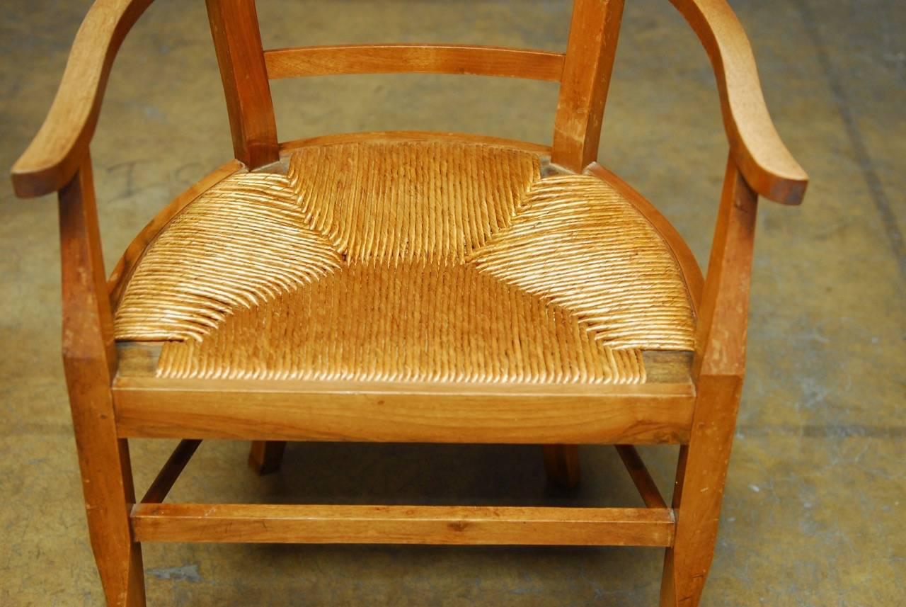Set of Four French Provincial Rush Seat Dining Chairs In Distressed Condition In Rio Vista, CA