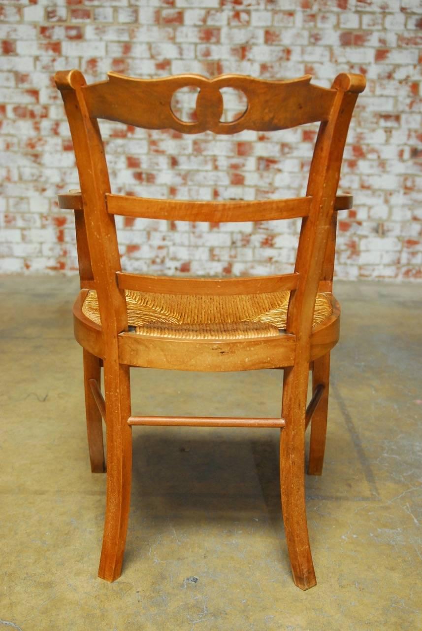 Set of Four French Provincial Rush Seat Dining Chairs 1