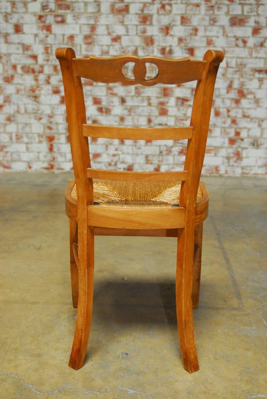 Set of Four French Provincial Rush Seat Dining Chairs 4